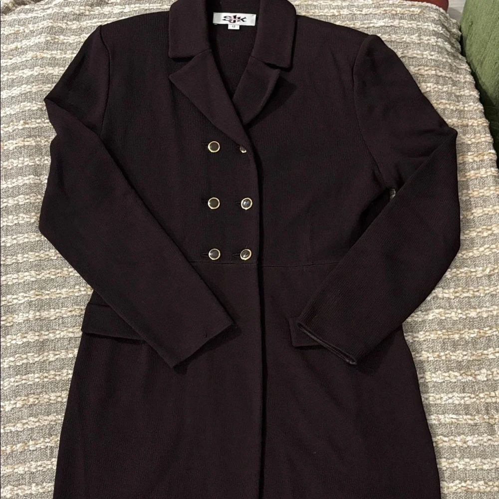 St John Dark Brown Santana Knit Women’s Double-Breasted‎ Pants Suit Size 12